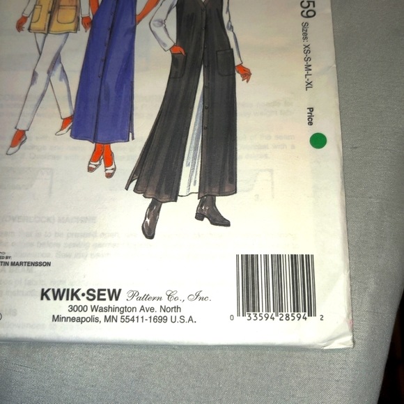 🗺️ Kwik Sew 2859, 90's Sewing Pattern, Misses' Vests & Jumper, Size XS-XL, Rare - Picture 12 of 12